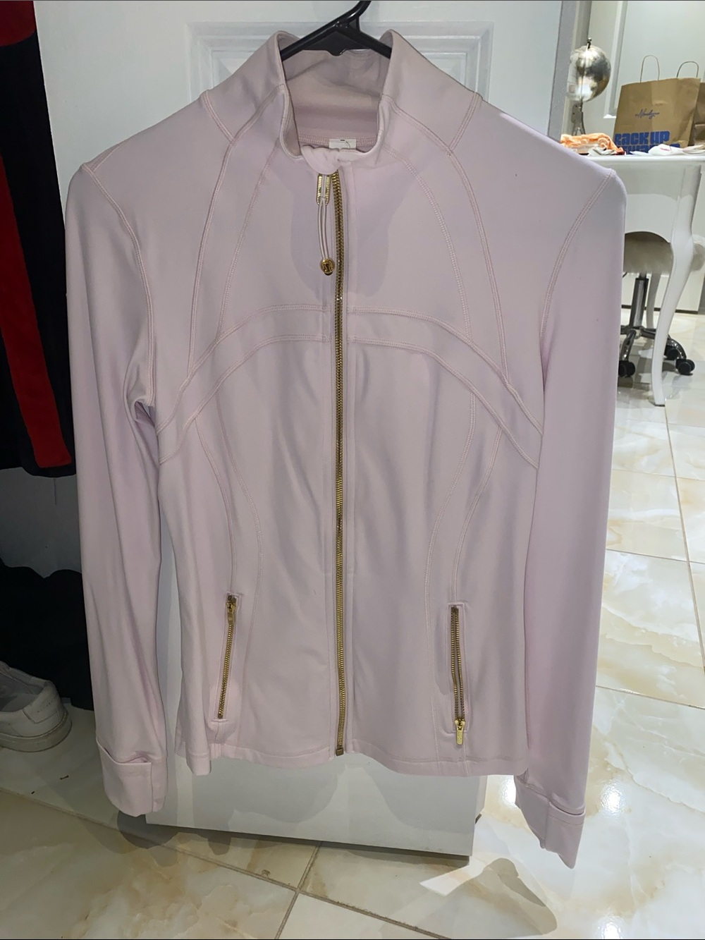 Lululemon Define Jacket Pale Pink with Gold Zippers